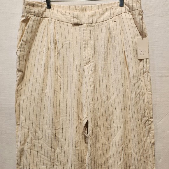 NWT - Size 17 and 4 - High-Rise Cream Linen Wide Leg Fluid Pants - A New Day - Picture 4 of 5